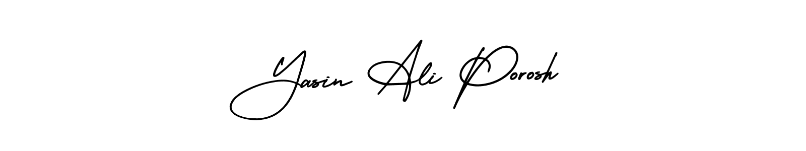 The best way (AmerikaSignatureDemo-Regular) to make a short signature is to pick only two or three words in your name. The name Yasin Ali Porosh include a total of six letters. For converting this name. Yasin Ali Porosh signature style 3 images and pictures png