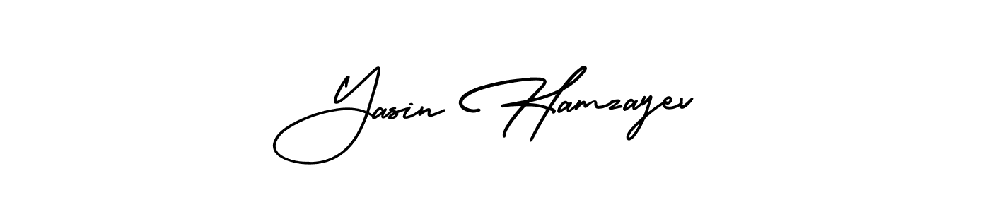 The best way (AmerikaSignatureDemo-Regular) to make a short signature is to pick only two or three words in your name. The name Yasin Hamzayev include a total of six letters. For converting this name. Yasin Hamzayev signature style 3 images and pictures png