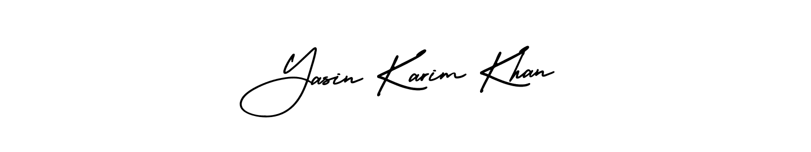 The best way (AmerikaSignatureDemo-Regular) to make a short signature is to pick only two or three words in your name. The name Yasin Karim Khan include a total of six letters. For converting this name. Yasin Karim Khan signature style 3 images and pictures png