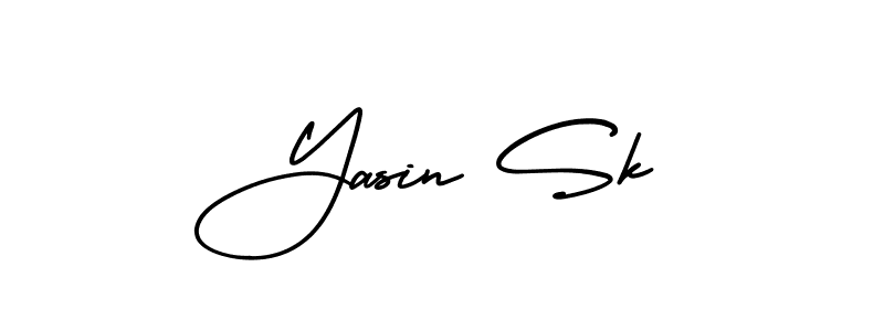 You should practise on your own different ways (AmerikaSignatureDemo-Regular) to write your name (Yasin Sk) in signature. don't let someone else do it for you. Yasin Sk signature style 3 images and pictures png