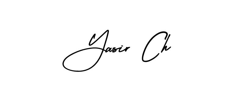 You should practise on your own different ways (AmerikaSignatureDemo-Regular) to write your name (Yasir Ch) in signature. don't let someone else do it for you. Yasir Ch signature style 3 images and pictures png