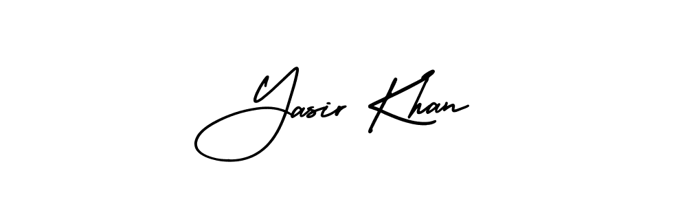 You should practise on your own different ways (AmerikaSignatureDemo-Regular) to write your name (Yasir Khan) in signature. don't let someone else do it for you. Yasir Khan signature style 3 images and pictures png