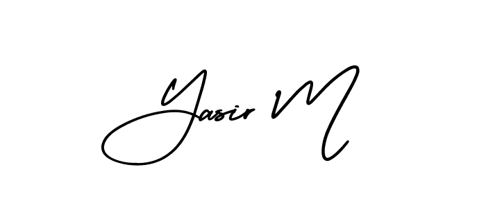 You should practise on your own different ways (AmerikaSignatureDemo-Regular) to write your name (Yasir M) in signature. don't let someone else do it for you. Yasir M signature style 3 images and pictures png