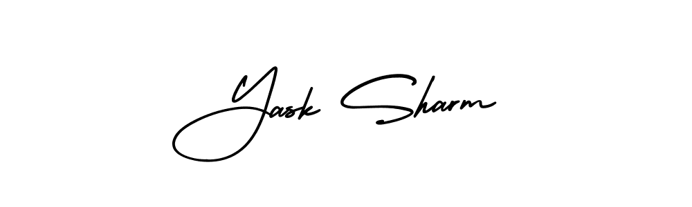 The best way (AmerikaSignatureDemo-Regular) to make a short signature is to pick only two or three words in your name. The name Yask Sharm include a total of six letters. For converting this name. Yask Sharm signature style 3 images and pictures png