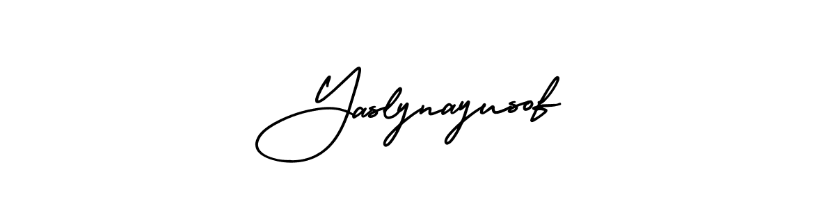 The best way (AmerikaSignatureDemo-Regular) to make a short signature is to pick only two or three words in your name. The name Yaslynayusof include a total of six letters. For converting this name. Yaslynayusof signature style 3 images and pictures png