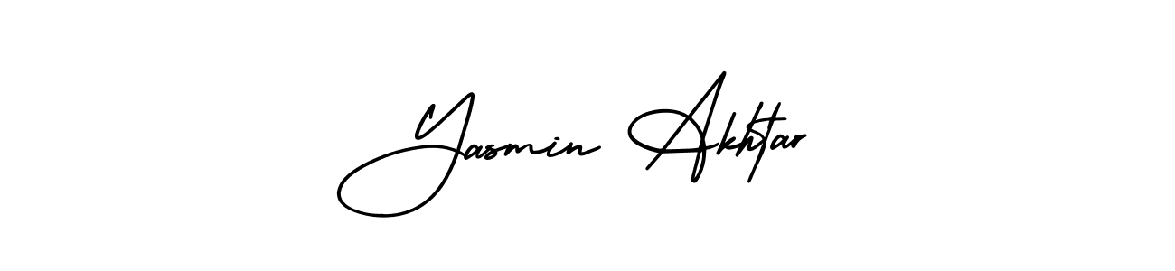 You should practise on your own different ways (AmerikaSignatureDemo-Regular) to write your name (Yasmin Akhtar) in signature. don't let someone else do it for you. Yasmin Akhtar signature style 3 images and pictures png