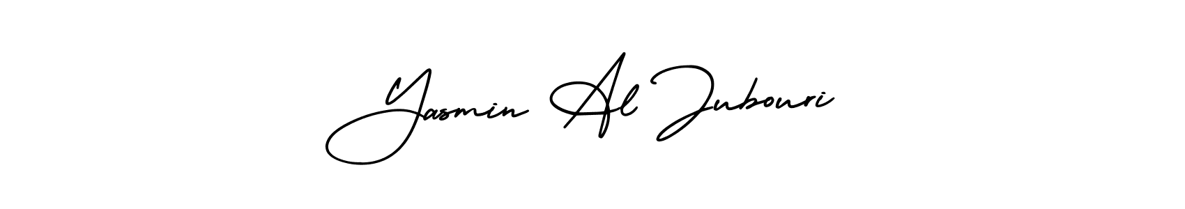 This is the best signature style for the Yasmin Al Jubouri name. Also you like these signature font (AmerikaSignatureDemo-Regular). Mix name signature. Yasmin Al Jubouri signature style 3 images and pictures png