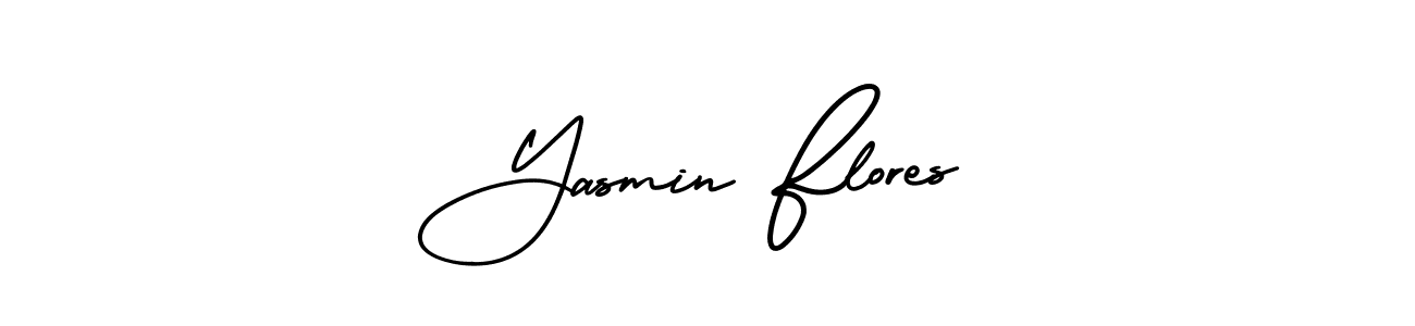 You should practise on your own different ways (AmerikaSignatureDemo-Regular) to write your name (Yasmin Flores) in signature. don't let someone else do it for you. Yasmin Flores signature style 3 images and pictures png
