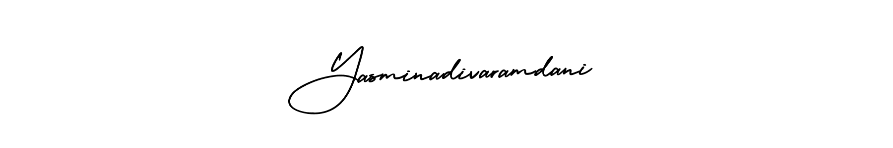 The best way (AmerikaSignatureDemo-Regular) to make a short signature is to pick only two or three words in your name. The name Yasminadivaramdani include a total of six letters. For converting this name. Yasminadivaramdani signature style 3 images and pictures png