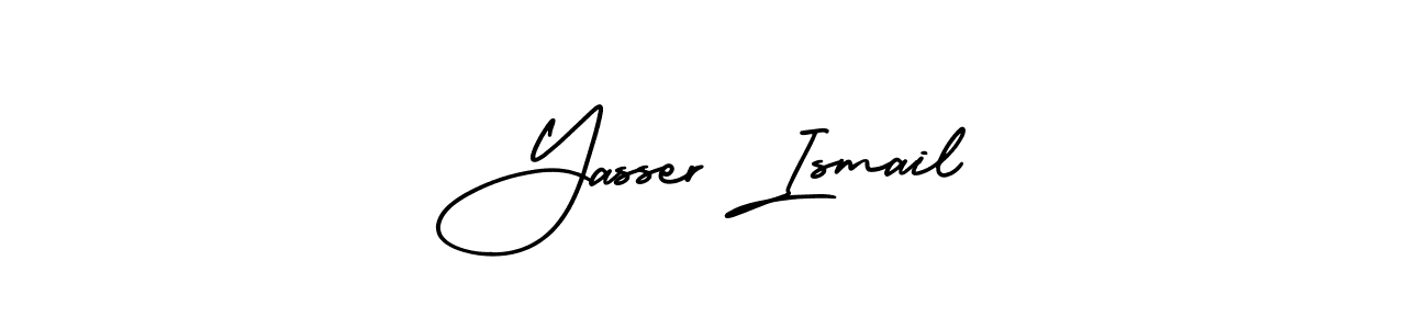 You should practise on your own different ways (AmerikaSignatureDemo-Regular) to write your name (Yasser Ismail) in signature. don't let someone else do it for you. Yasser Ismail signature style 3 images and pictures png