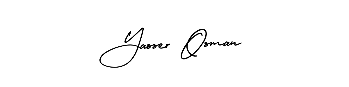 You should practise on your own different ways (AmerikaSignatureDemo-Regular) to write your name (Yasser Osman) in signature. don't let someone else do it for you. Yasser Osman signature style 3 images and pictures png