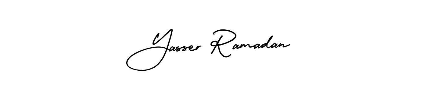 Yasser Ramadan stylish signature style. Best Handwritten Sign (AmerikaSignatureDemo-Regular) for my name. Handwritten Signature Collection Ideas for my name Yasser Ramadan. Yasser Ramadan signature style 3 images and pictures png