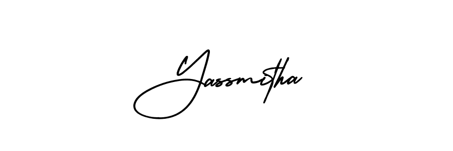 AmerikaSignatureDemo-Regular is a professional signature style that is perfect for those who want to add a touch of class to their signature. It is also a great choice for those who want to make their signature more unique. Get Yassmitha name to fancy signature for free. Yassmitha signature style 3 images and pictures png