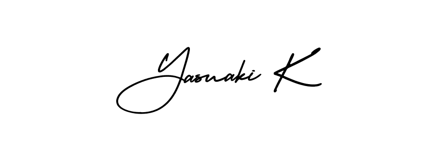 You should practise on your own different ways (AmerikaSignatureDemo-Regular) to write your name (Yasuaki K) in signature. don't let someone else do it for you. Yasuaki K signature style 3 images and pictures png