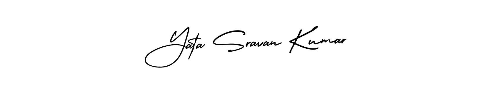 You should practise on your own different ways (AmerikaSignatureDemo-Regular) to write your name (Yata Sravan Kumar) in signature. don't let someone else do it for you. Yata Sravan Kumar signature style 3 images and pictures png