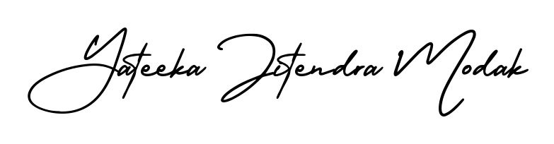 A timeless handwritten aesthetic for Yateeka Jitendra Modak. The AmerikaSignatureDemo-Regular font gives your signature a handcrafted feel with natural curves. Yateeka Jitendra Modak signature style 3 images and pictures png