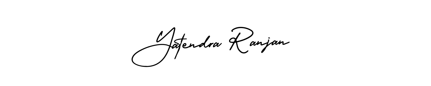 You should practise on your own different ways (AmerikaSignatureDemo-Regular) to write your name (Yatendra Ranjan) in signature. don't let someone else do it for you. Yatendra Ranjan signature style 3 images and pictures png