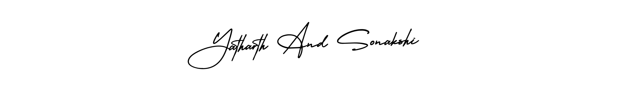 Use a signature maker to create a handwritten signature online. With this signature software, you can design (AmerikaSignatureDemo-Regular) your own signature for name Yatharth And Sonakshi. Yatharth And Sonakshi signature style 3 images and pictures png