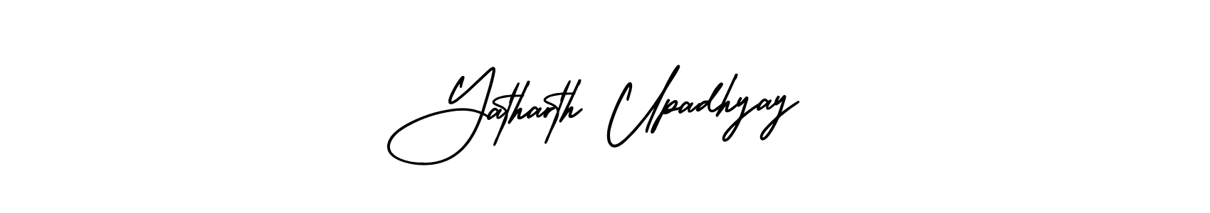 You should practise on your own different ways (AmerikaSignatureDemo-Regular) to write your name (Yatharth Upadhyay) in signature. don't let someone else do it for you. Yatharth Upadhyay signature style 3 images and pictures png