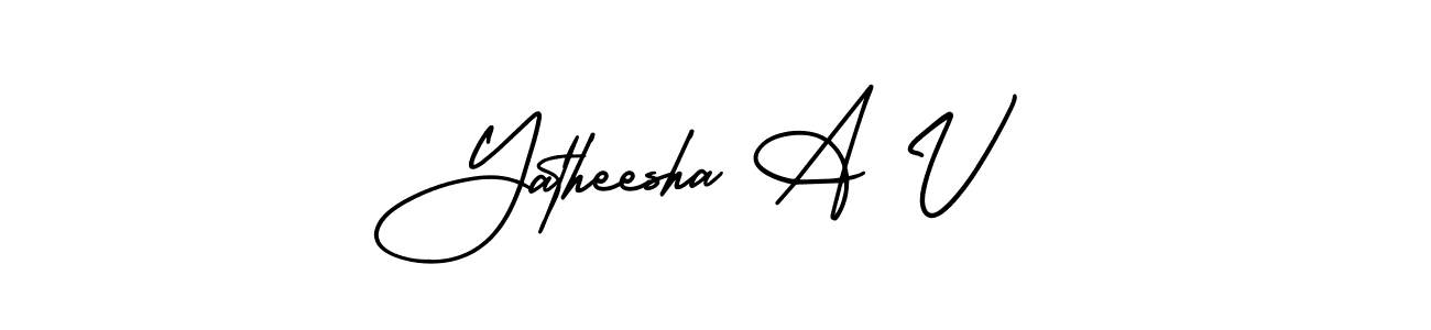 Make a short Yatheesha A V signature style. Manage your documents anywhere anytime using AmerikaSignatureDemo-Regular. Create and add eSignatures, submit forms, share and send files easily. Yatheesha A V signature style 3 images and pictures png