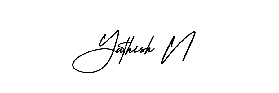 You should practise on your own different ways (AmerikaSignatureDemo-Regular) to write your name (Yathish N) in signature. don't let someone else do it for you. Yathish N signature style 3 images and pictures png