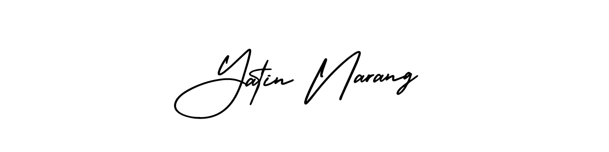 You should practise on your own different ways (AmerikaSignatureDemo-Regular) to write your name (Yatin Narang) in signature. don't let someone else do it for you. Yatin Narang signature style 3 images and pictures png