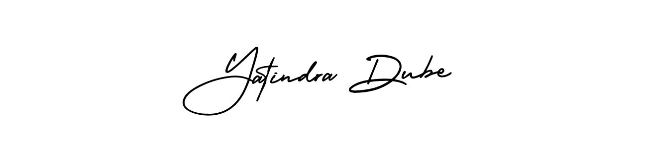 The best way (AmerikaSignatureDemo-Regular) to make a short signature is to pick only two or three words in your name. The name Yatindra Dube include a total of six letters. For converting this name. Yatindra Dube signature style 3 images and pictures png