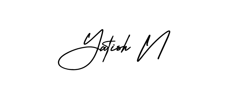 The best way (AmerikaSignatureDemo-Regular) to make a short signature is to pick only two or three words in your name. The name Yatish N include a total of six letters. For converting this name. Yatish N signature style 3 images and pictures png