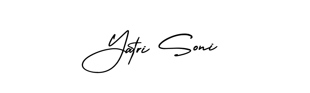 You should practise on your own different ways (AmerikaSignatureDemo-Regular) to write your name (Yatri Soni) in signature. don't let someone else do it for you. Yatri Soni signature style 3 images and pictures png