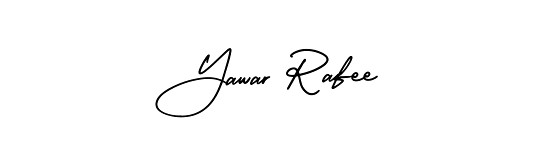 The best way (AmerikaSignatureDemo-Regular) to make a short signature is to pick only two or three words in your name. The name Yawar Rafee include a total of six letters. For converting this name. Yawar Rafee signature style 3 images and pictures png