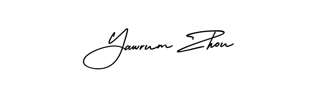 Yawrum Zhou stylish signature style. Best Handwritten Sign (AmerikaSignatureDemo-Regular) for my name. Handwritten Signature Collection Ideas for my name Yawrum Zhou. Yawrum Zhou signature style 3 images and pictures png