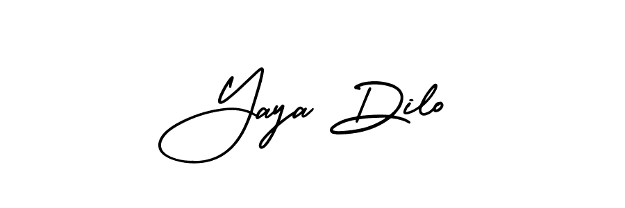 The best way (AmerikaSignatureDemo-Regular) to make a short signature is to pick only two or three words in your name. The name Yaya Dilo include a total of six letters. For converting this name. Yaya Dilo signature style 3 images and pictures png