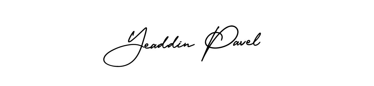 The best way (AmerikaSignatureDemo-Regular) to make a short signature is to pick only two or three words in your name. The name Yeaddin Pavel include a total of six letters. For converting this name. Yeaddin Pavel signature style 3 images and pictures png