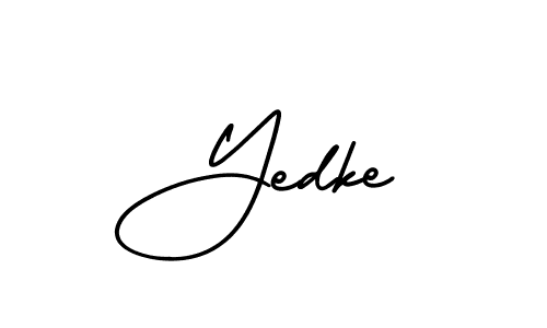The best way (AmerikaSignatureDemo-Regular) to make a short signature is to pick only two or three words in your name. The name Yedke include a total of six letters. For converting this name. Yedke signature style 3 images and pictures png