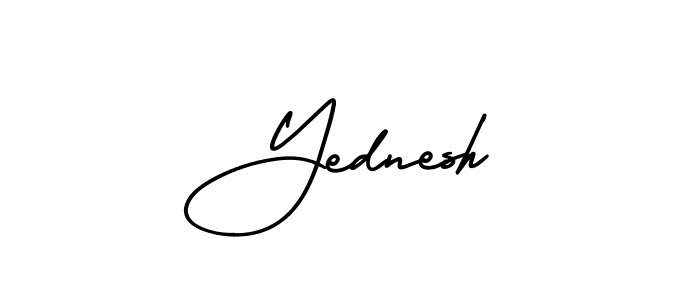 The best way (AmerikaSignatureDemo-Regular) to make a short signature is to pick only two or three words in your name. The name Yednesh include a total of six letters. For converting this name. Yednesh signature style 3 images and pictures png
