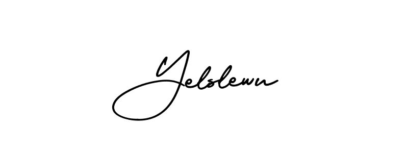 The best way (AmerikaSignatureDemo-Regular) to make a short signature is to pick only two or three words in your name. The name Yelslewu include a total of six letters. For converting this name. Yelslewu signature style 3 images and pictures png