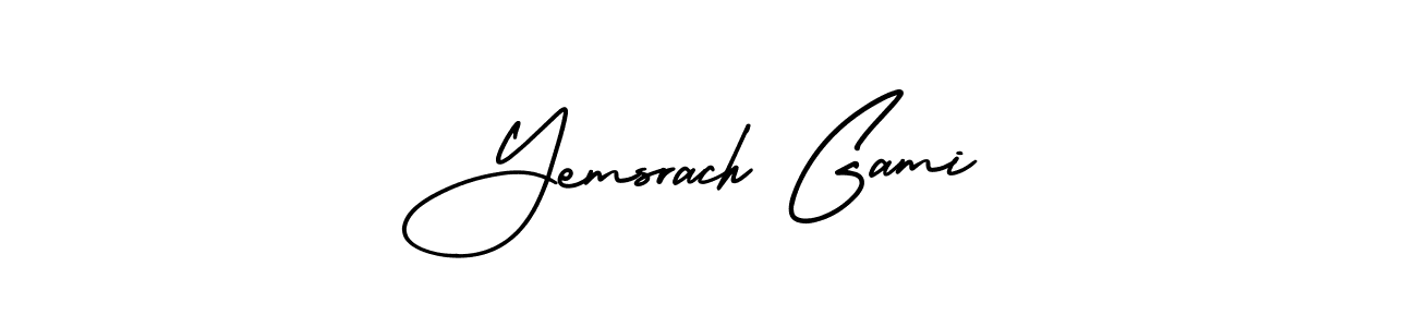 AmerikaSignatureDemo-Regular is a professional signature style that is perfect for those who want to add a touch of class to their signature. It is also a great choice for those who want to make their signature more unique. Get Yemsrach Gami name to fancy signature for free. Yemsrach Gami signature style 3 images and pictures png