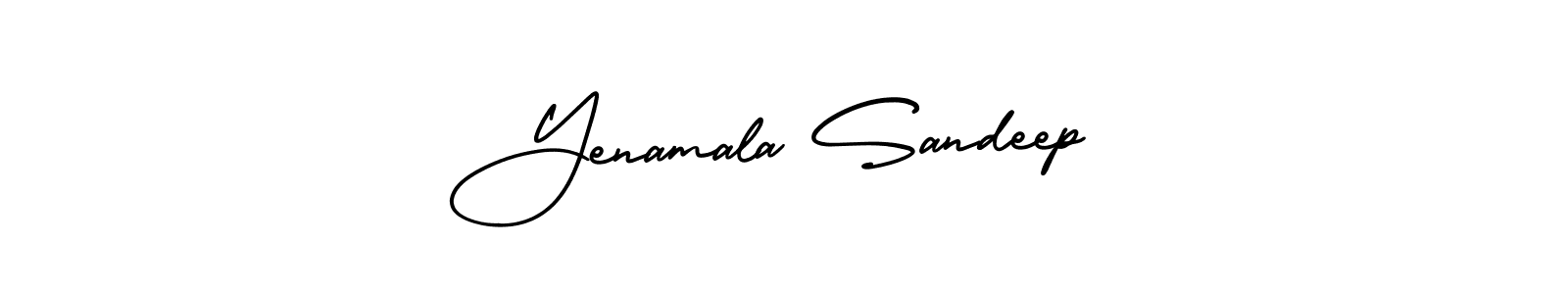 You should practise on your own different ways (AmerikaSignatureDemo-Regular) to write your name (Yenamala Sandeep) in signature. don't let someone else do it for you. Yenamala Sandeep signature style 3 images and pictures png