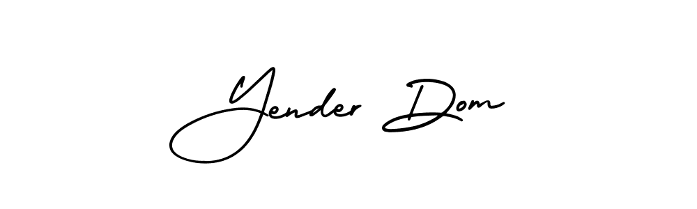 You should practise on your own different ways (AmerikaSignatureDemo-Regular) to write your name (Yender Dom) in signature. don't let someone else do it for you. Yender Dom signature style 3 images and pictures png