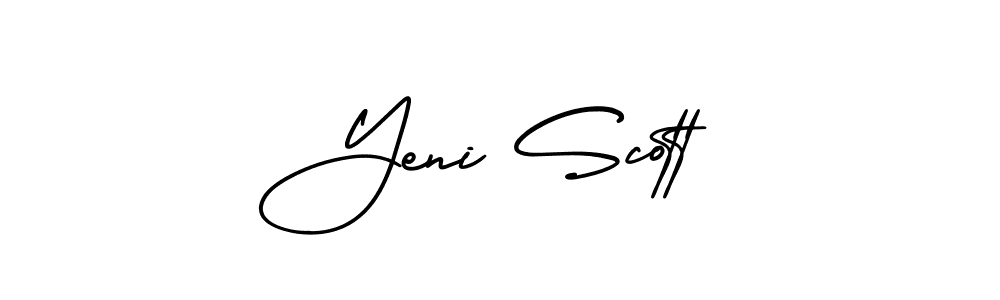 AmerikaSignatureDemo-Regular is a professional signature style that is perfect for those who want to add a touch of class to their signature. It is also a great choice for those who want to make their signature more unique. Get Yeni Scott name to fancy signature for free. Yeni Scott signature style 3 images and pictures png