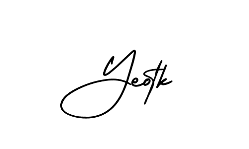 You should practise on your own different ways (AmerikaSignatureDemo-Regular) to write your name (Yeotk) in signature. don't let someone else do it for you. Yeotk signature style 3 images and pictures png