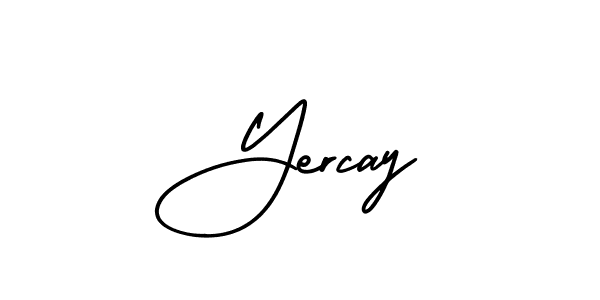 You should practise on your own different ways (AmerikaSignatureDemo-Regular) to write your name (Yercay) in signature. don't let someone else do it for you. Yercay signature style 3 images and pictures png