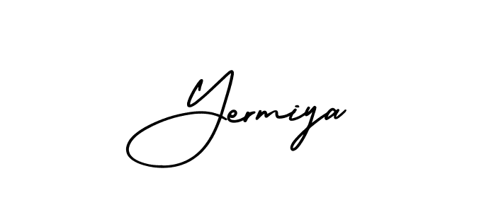 How to make Yermiya name signature. Use AmerikaSignatureDemo-Regular style for creating short signs online. This is the latest handwritten sign. Yermiya signature style 3 images and pictures png