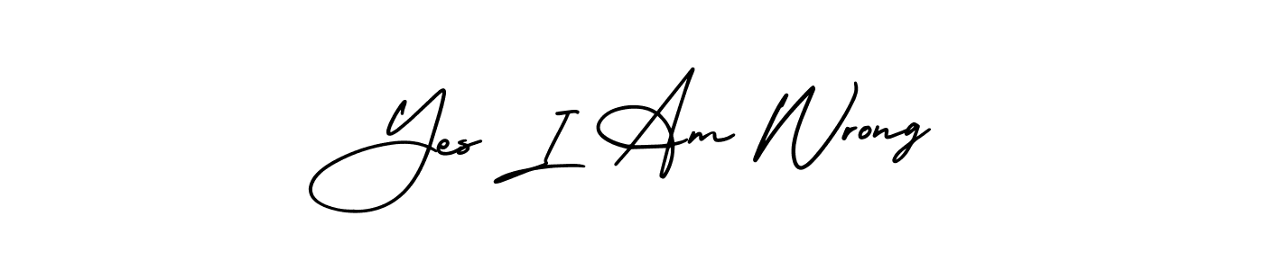 You should practise on your own different ways (AmerikaSignatureDemo-Regular) to write your name (Yes I Am Wrong) in signature. don't let someone else do it for you. Yes I Am Wrong signature style 3 images and pictures png