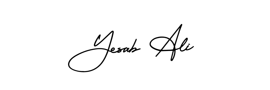 The best way (AmerikaSignatureDemo-Regular) to make a short signature is to pick only two or three words in your name. The name Yesab Ali include a total of six letters. For converting this name. Yesab Ali signature style 3 images and pictures png