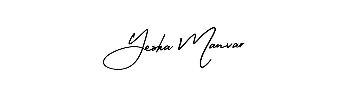 How to make Yesha Manvar name signature. Use AmerikaSignatureDemo-Regular style for creating short signs online. This is the latest handwritten sign. Yesha Manvar signature style 3 images and pictures png