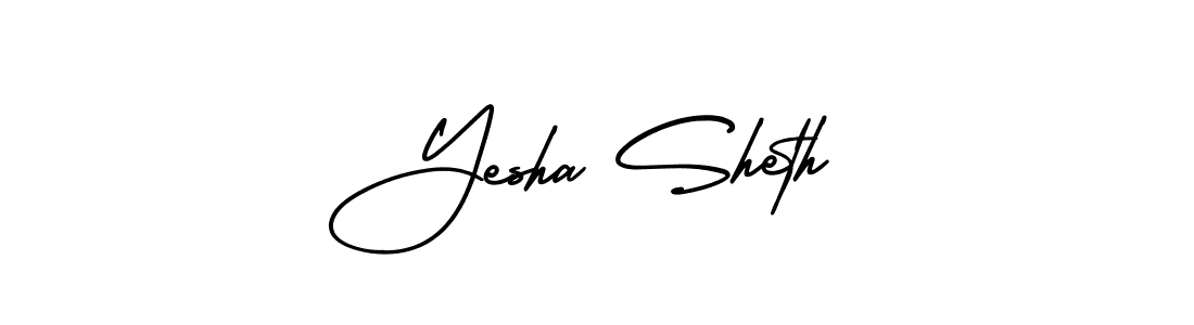 The best way (AmerikaSignatureDemo-Regular) to make a short signature is to pick only two or three words in your name. The name Yesha Sheth include a total of six letters. For converting this name. Yesha Sheth signature style 3 images and pictures png