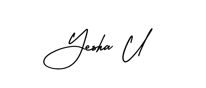 Use a signature maker to create a handwritten signature online. With this signature software, you can design (AmerikaSignatureDemo-Regular) your own signature for name Yesha U. Yesha U signature style 3 images and pictures png