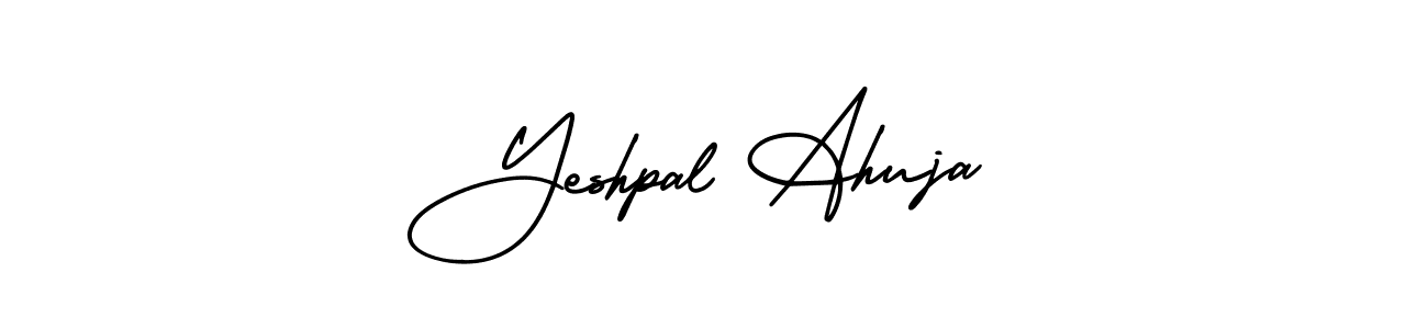 The best way (AmerikaSignatureDemo-Regular) to make a short signature is to pick only two or three words in your name. The name Yeshpal Ahuja include a total of six letters. For converting this name. Yeshpal Ahuja signature style 3 images and pictures png
