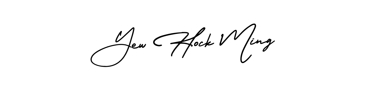 The best way (AmerikaSignatureDemo-Regular) to make a short signature is to pick only two or three words in your name. The name Yew Hock Ming include a total of six letters. For converting this name. Yew Hock Ming signature style 3 images and pictures png